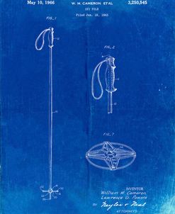 PP1038-Faded Blueprint Ski Pole Patent Poster