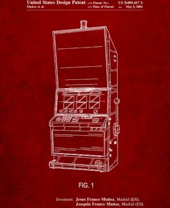 PP1043-Burgundy Slot Machine Patent Poster