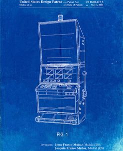 PP1043-Faded Blueprint Slot Machine Patent Poster