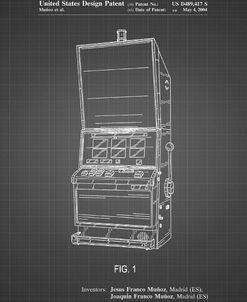PP1043-Black Grid Slot Machine Patent Poster