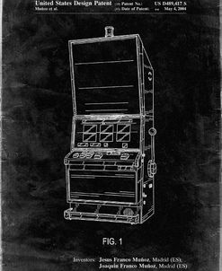 PP1043-Black Grunge Slot Machine Patent Poster