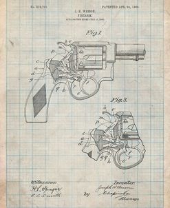 PP1044-Antique Grid Parchment Smith and Wesson Revolver Pistol