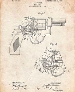 PP1044-Vintage Parchment Smith and Wesson Revolver Pistol