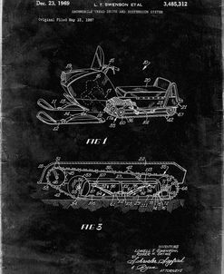 PP1046-Black Grunge Snow Mobile Patent Poster