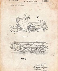 PP1046-Vintage Parchment Snow Mobile Patent Poster