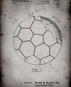 PP1047-Faded Grey Soccer Ball Layers Patent Poster