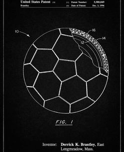 PP1047-Vintage Black Soccer Ball Layers Patent Poster