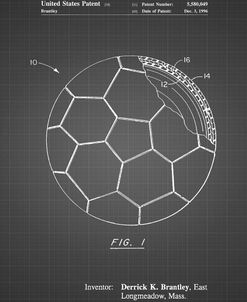 PP1047-Black Grid Soccer Ball Layers Patent Poster