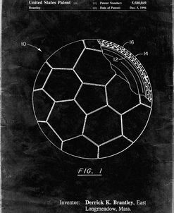 PP1047-Black Grunge Soccer Ball Layers Patent Poster