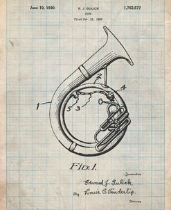 PP1049-Antique Grid Parchment Sousaphone Patent Poster