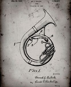 PP1049-Faded Grey Sousaphone Patent Poster