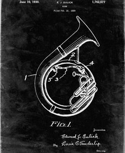 PP1049-Black Grunge Sousaphone Patent Poster