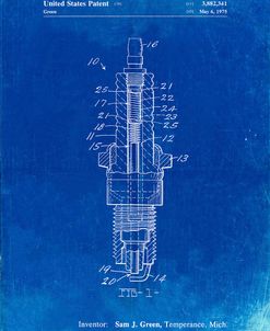 PP1051-Faded Blueprint Spark Plug Patent Poster