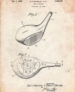 PP1050-Vintage Parchment Spalding Golf Driver Patent Poster