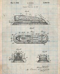 PP1052-Antique Grid Parchment Stapler Patent Poster
