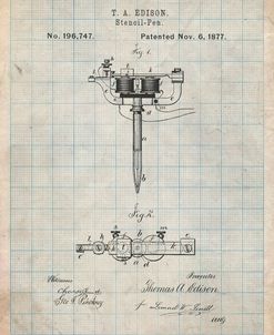 PP1065-Antique Grid Parchment Stencil Pen Patent Art