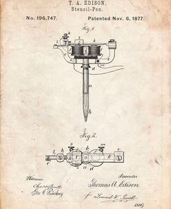 PP1065-Vintage Parchment Stencil Pen Patent Art