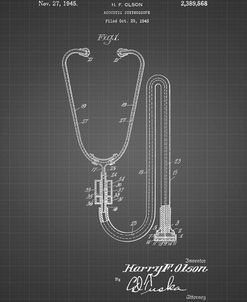PP1066-Black Grid Stethoscope Patent Poster