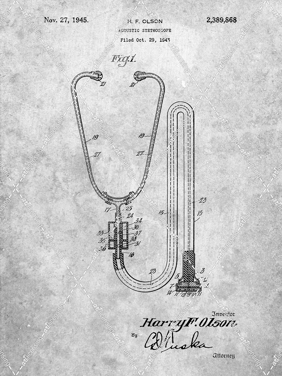 PP1066-Slate Stethoscope Patent Poster