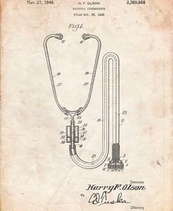 PP1066-Vintage Parchment Stethoscope Patent Poster