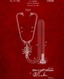 PP1066-Burgundy Stethoscope Patent Poster