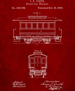 PP1069-Burgundy Streetcar Patent Poster