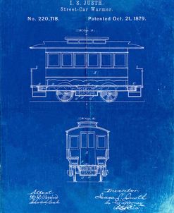 PP1069-Faded Blueprint Streetcar Patent Poster