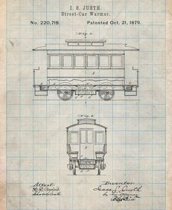 PP1069-Antique Grid Parchment Streetcar Patent Poster