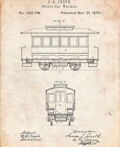 PP1069-Vintage Parchment Streetcar Patent Poster