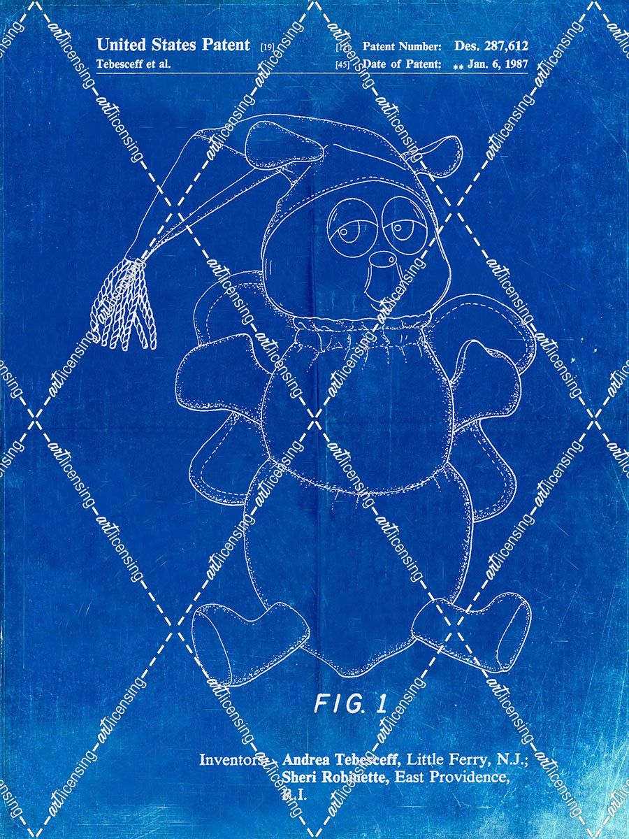 PP1070-Faded Blueprint Stuffed Animal Poster