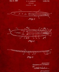 PP1073-Burgundy Surfboard 1965 Patent Poster