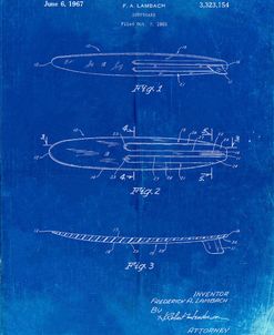 PP1073-Faded Blueprint Surfboard 1965 Patent Poster