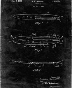 PP1073-Black Grunge Surfboard 1965 Patent Poster