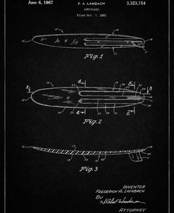 PP1073-Vintage Black Surfboard 1965 Patent Poster