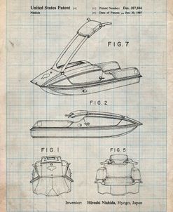 PP1076-Antique Grid Parchment Suzuki Jet Ski Patent Poster