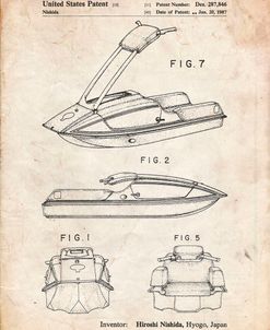 PP1076-Vintage Parchment Suzuki Jet Ski Patent Poster