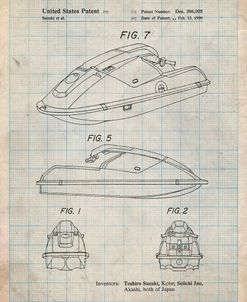 PP1077-Antique Grid Parchment Suzuki Wave Runner Patent Poster