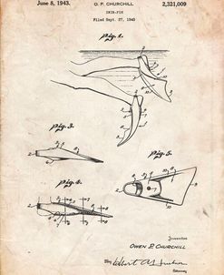 PP1079-Vintage Parchment Swim Fins Patent Poster