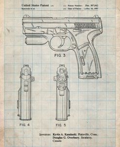 PP1081-Antique Grid Parchment T 1000 Laser Pistol Patent Poster