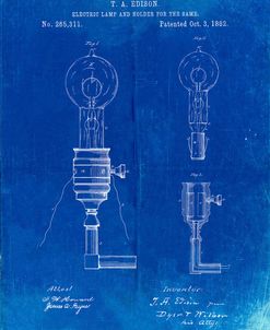 PP1082-Faded Blueprint T. A. Edison Light Bulb and Holder Patent Art