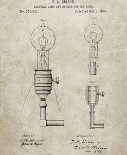 PP1082-Sandstone T. A. Edison Light Bulb and Holder Patent Art