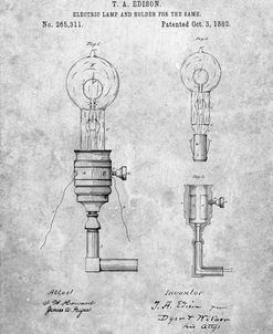 PP1082-Slate T. A. Edison Light Bulb and Holder Patent Art