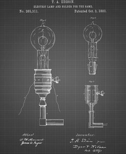 PP1082-Black Grid T. A. Edison Light Bulb and Holder Patent Art