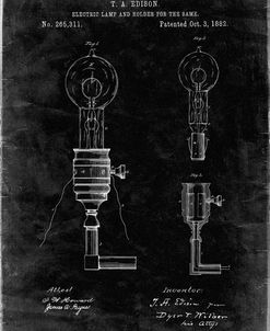 PP1082-Black Grunge T. A. Edison Light Bulb and Holder Patent Art
