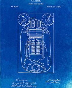 PP1083-Faded Blueprint T. A. Edison Vote Recorder Patent Poster