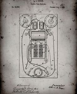 PP1083-Faded Grey T. A. Edison Vote Recorder Patent Poster