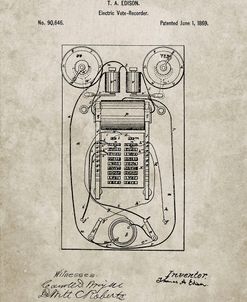 PP1083-Sandstone T. A. Edison Vote Recorder Patent Poster