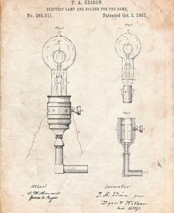 PP1082-Vintage Parchment T. A. Edison Light Bulb and Holder Patent Art