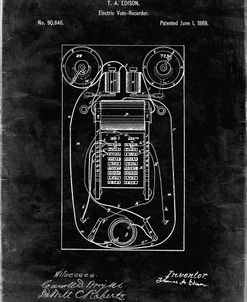 PP1083-Black Grunge T. A. Edison Vote Recorder Patent Poster