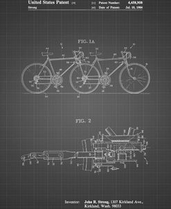PP1084-Black Grid Tandem Bicycle Patent Poster